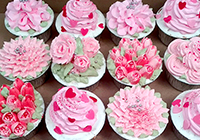 Assorted Flower-Themed Cupcakes