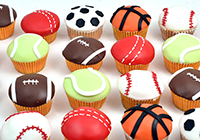 Assorted Sports-Themed Cupcakes